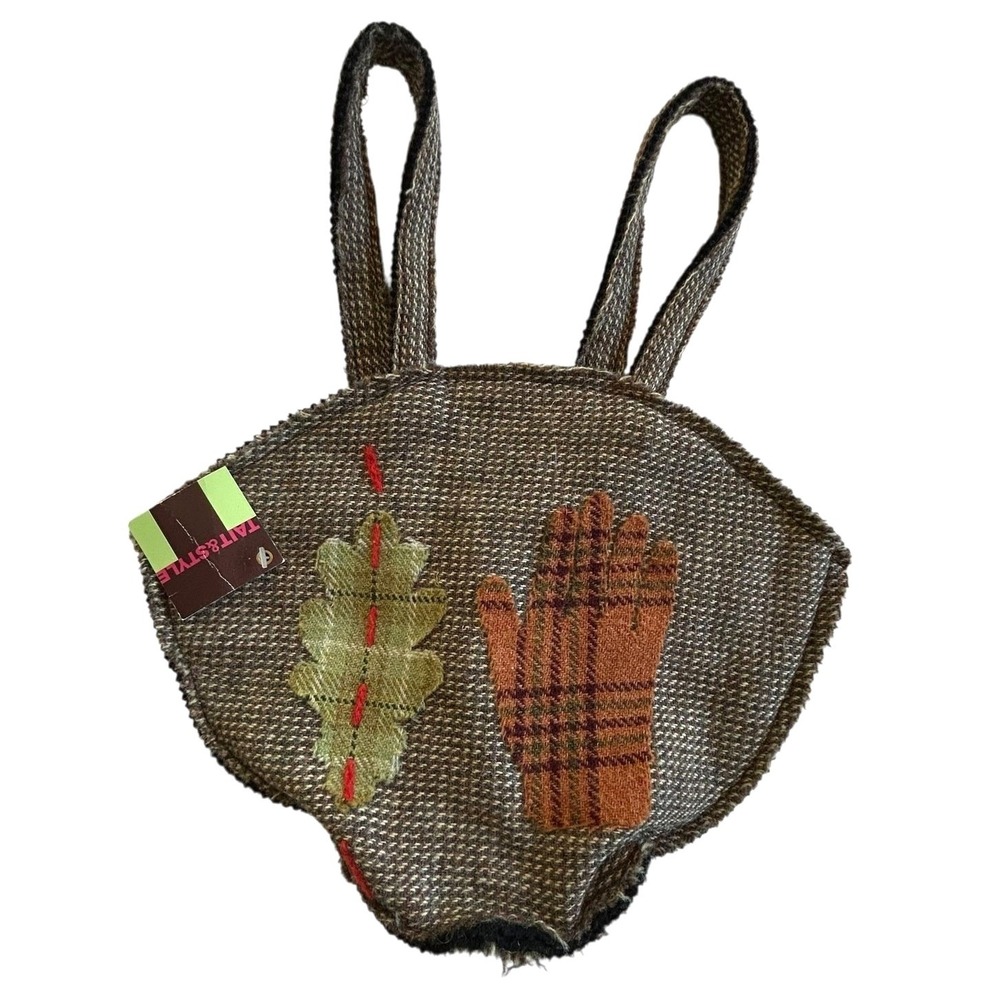 Handmade Wool Tote Bag Scotland Plaid Applique Rustic‎ Boho Heritage Tait Style